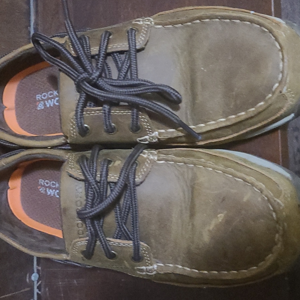 Rockport Work Men's Sailing Club Steel-Toe Boat Shoes Brown Leather Size 9w